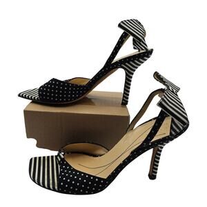 Kate Spade Womans size 6 B Bow Sling Back 4" Heels Black and White Polka Dot